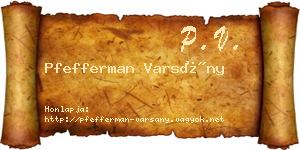 Pfefferman Varsány névjegykártya